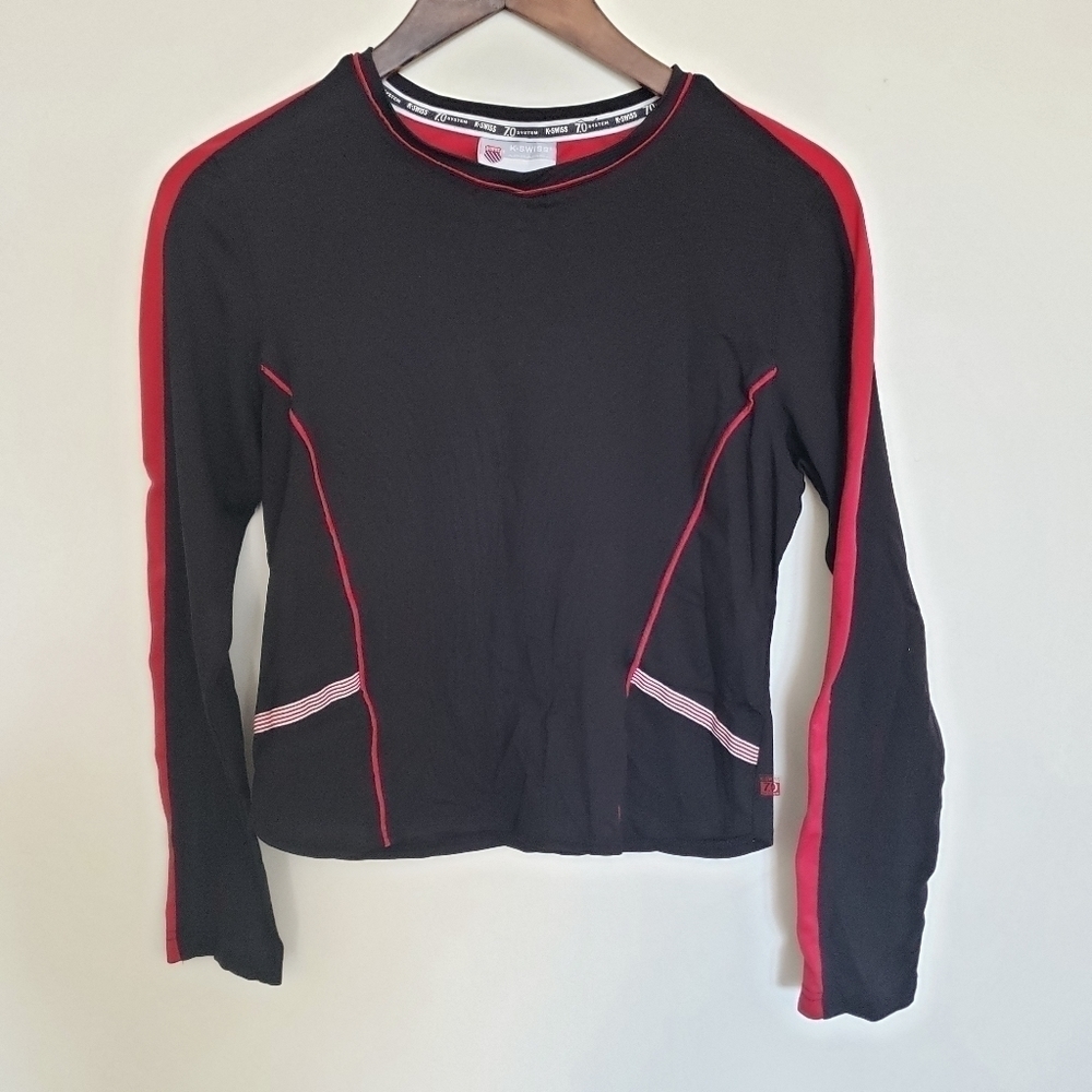 K-Swiss Crop Top Bkack/Red/White Nylon Small